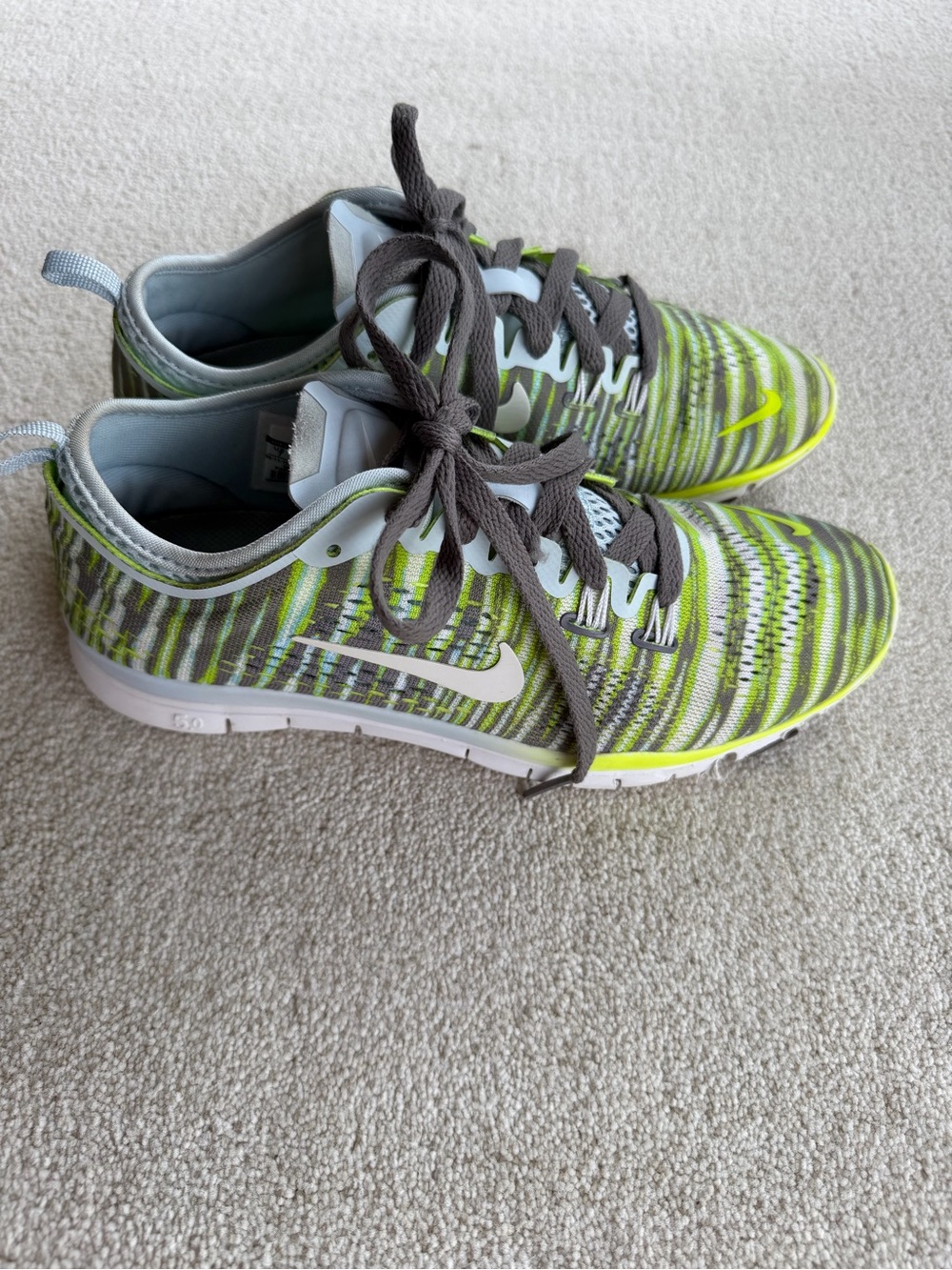Nike Free 5.0 TR Fit 4 Print Women’s 7 Volt Green Gray Training Shoes